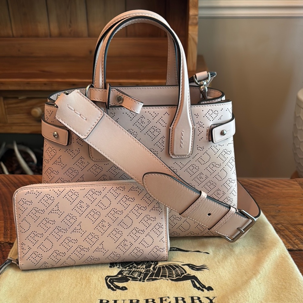 Burberry small banner perforated in pale fawn pink